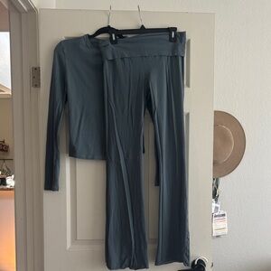 SKIMS Lounge Set in Slate Blue-Green